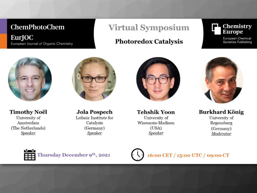 ChemistryViews (@chemistryviews) on Twitter photo 📅 Photoredox Catalysis
Free <a href="/ChemEurope/">Chemistry Europe</a> virtual event
⏰ Dec 9 (16:00 CET)
Talks by Timothy Noël (University of Amsterdam) Jola Pospech ( Leibniz Institute for Catalysis) and Tehshik Yoon (University of Wisconsin-Madison)
chemistryviews.org/details/event/… 📅 Photoredox Catalysis
Free <a href="/ChemEurope/">Chemistry Europe</a> virtual event
⏰ Dec 9 (16:00 CET)
Talks by Timothy Noël (University of Amsterdam) Jola Pospech ( Leibniz Institute for Catalysis) and Tehshik Yoon (University of Wisconsin-Madison)
chemistryviews.org/details/event/…