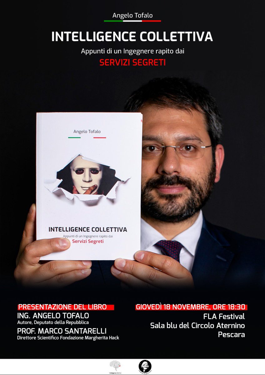 Giovedì 18 novembre alle 18:30 sarò a #Pescara, al <a href="/FLAFestival/">FLA - Festival di Libri e Altrecose</a> di Libri e Altrecose, per presentare il saggio dal titolo “#IntelligenceCollettiva – Appunti di un Ingegnere rapito dai #ServiziSegreti”, edito dalla Fondazione Margherita Hack. Vi aspetto > angelotofalo.com/intelligence-c…