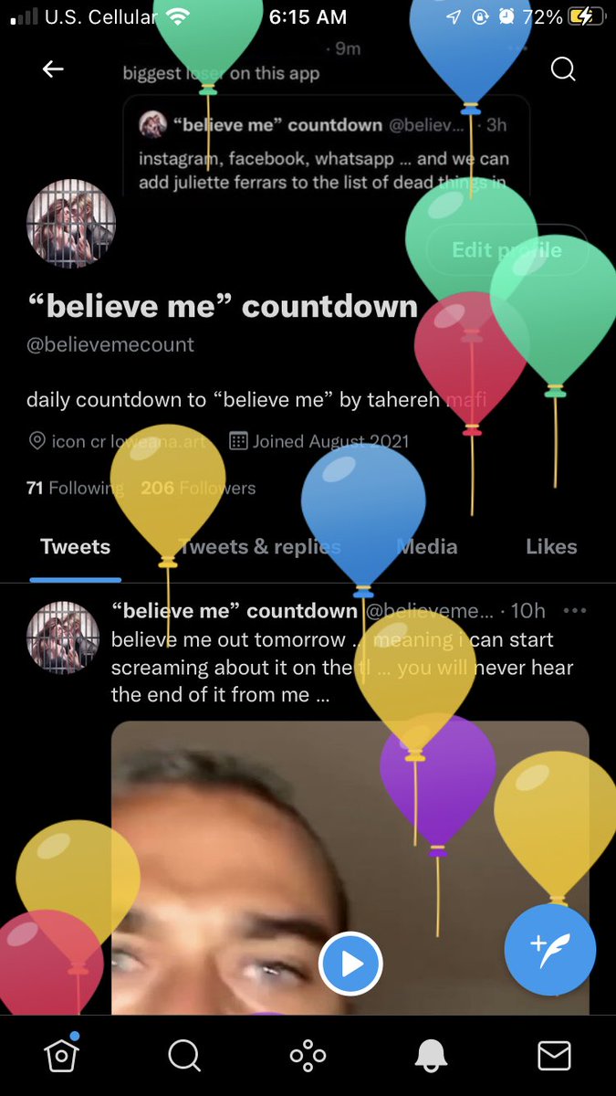 believemecount's tweet photo. 0 DAYS UNTIL BELIEVE ME BY TAHEREH MAFI!!! some celebratory balloons for the occasion https://t.co/cr1CE5wdg7