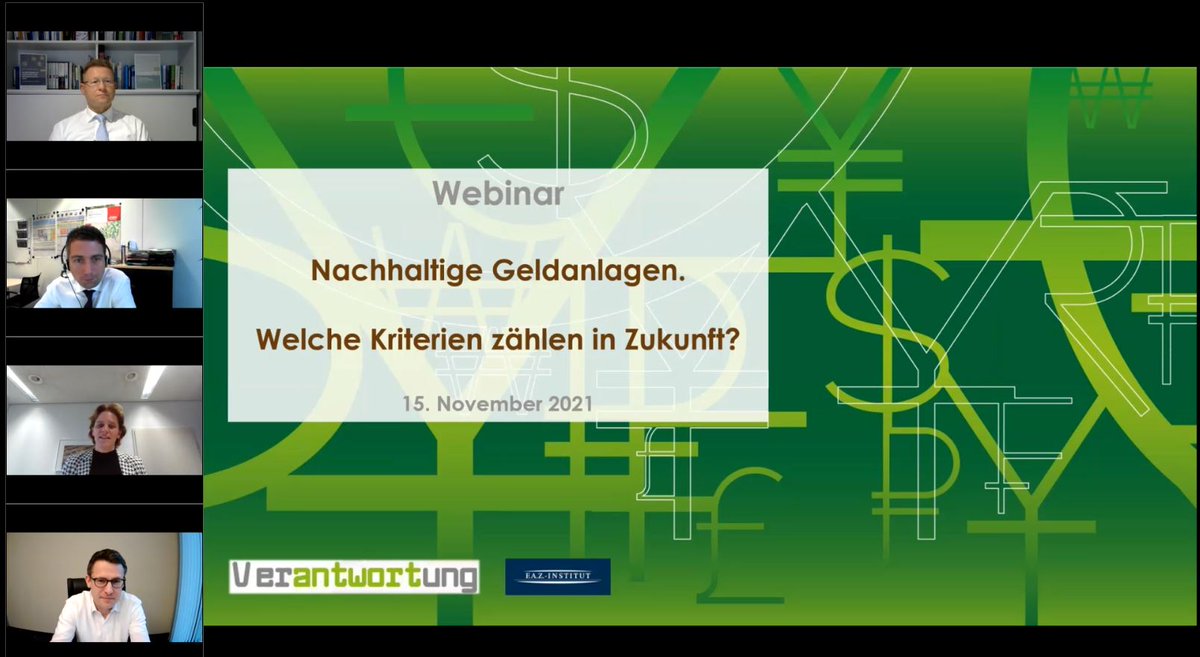Das war wieder ein spannendes Verantwortungs-Webinar! Mit <a href="/DekaBank/">Deka</a>, <a href="/pwc_de/">PwC Deutschland</a>  und <a href="/FNG_eV/">FNG</a>. Vielen Dank an die Referenten für die wertvollen Beiträge und an die Teilnehmer für die rege Diskussion! Zur Aufzeichung: faz-institut.de/plattformen/ev…