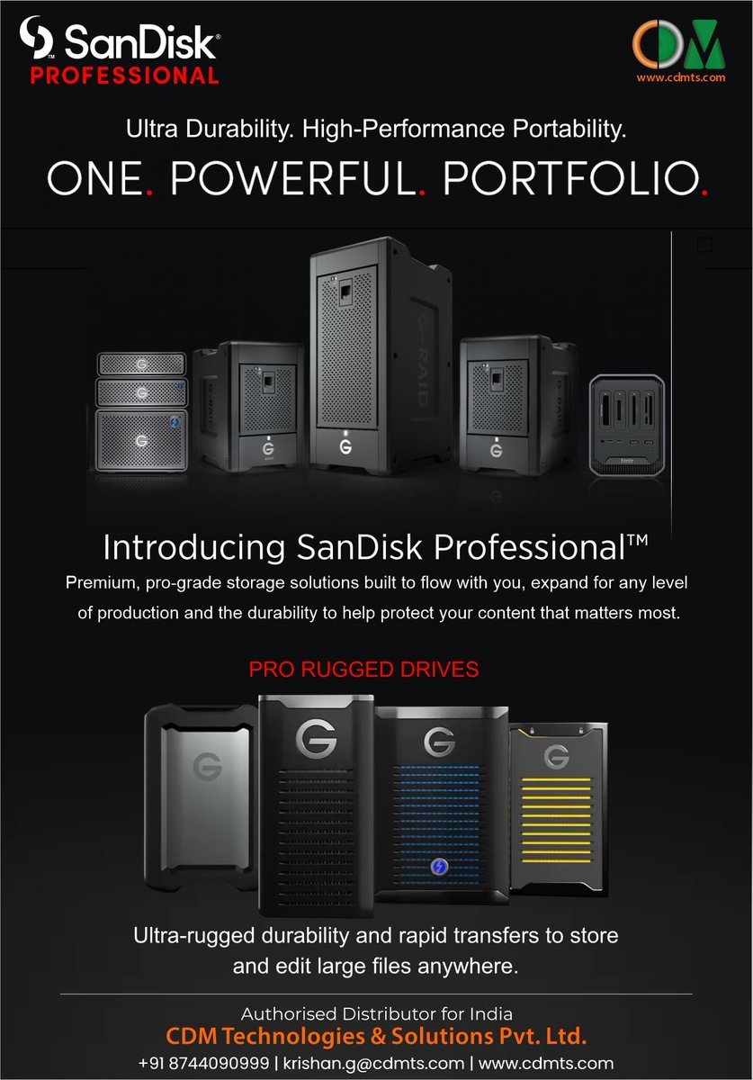 CDMTS's tweet photo. ๐ Ultra Durability. High-Performance Portability.
#HIGHPERFORMANCE #PREMIUMDESIGN #RELIABILITY #MODULARITY #PROREADERS #DOCK #PRORUGGEDDRIVES #PRODESKTOPDRIVES #PRODESKTOPRAID #SanDisk #sandiskpro #sandiskprofessional https://t.co/lNM6XDHqal