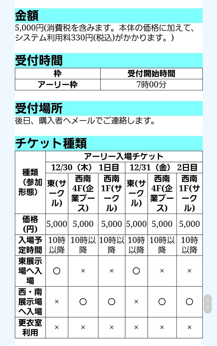 コミケ c100 コミックマーケット100 2日目 サークルチケット 通行証 サ