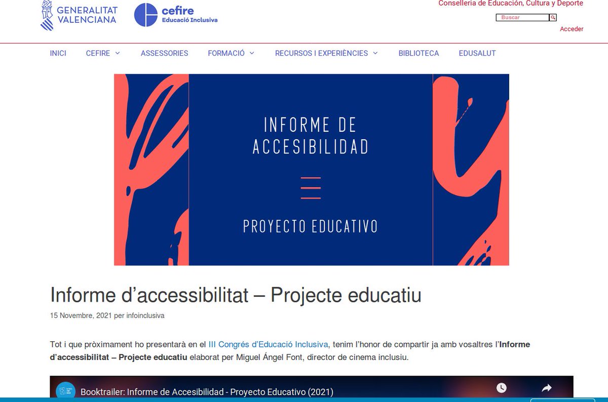 CEFIREambitINC's tweet photo. 📢 Tenim l’honor de compartir "l’Informe d’accessibilitat – Projecte educatiu" elaborat per Miguel Ángel Font, director de cinema inclusiu.

A més, trobareu els cursos de formació que @MAngelFont  durà a terme amb el CEFIRE pròximament.

No us ho perdeu⬇️
https://t.co/npjz03QYNA https://t.co/X68PU524C1