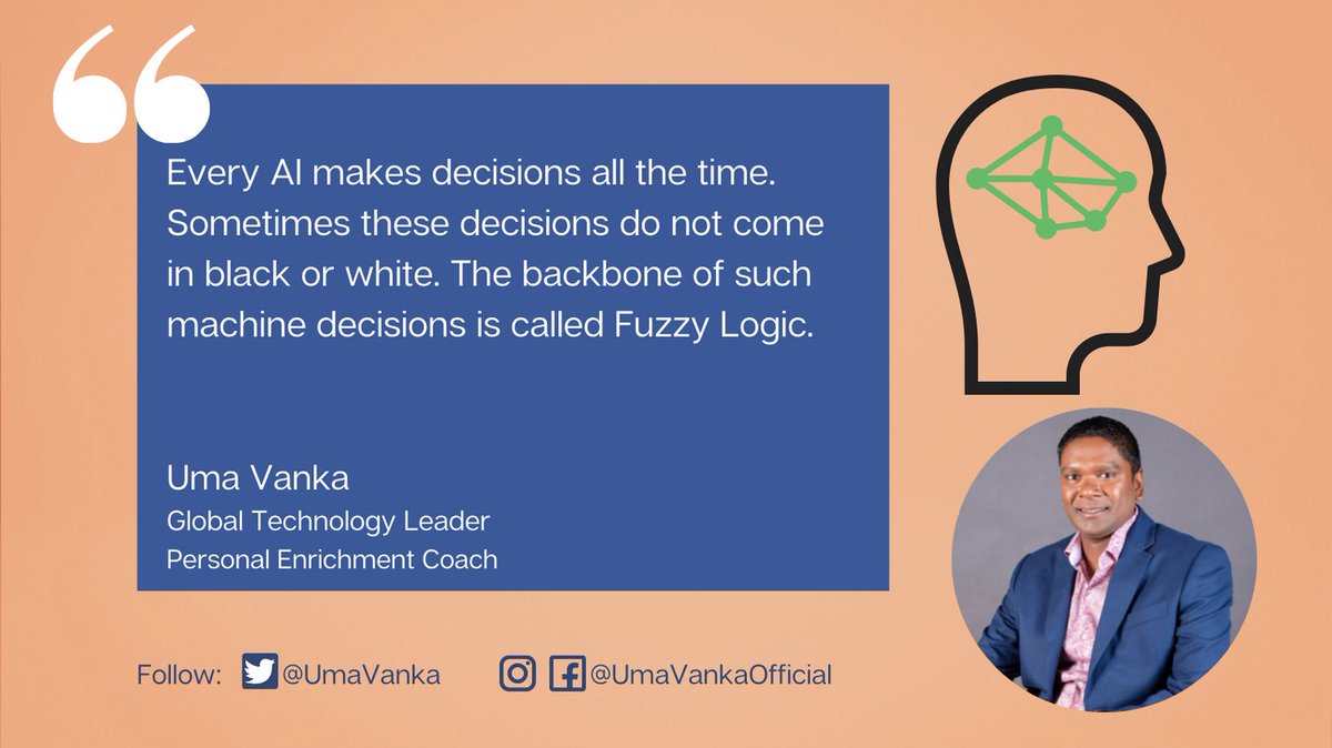 UmaVanka's tweet photo. #TechKnowTuesday #AI
Every AI makes decisions all the time. Sometimes these decisions do not come in black or white. The backbone of such machine decisions is called Fuzzy Logic.
#UmaVanka
#ArtificialIntelligence #MachineLearning #DeepLearning #Tech #Updates #Life #New https://t.co/QdAd4KncYC