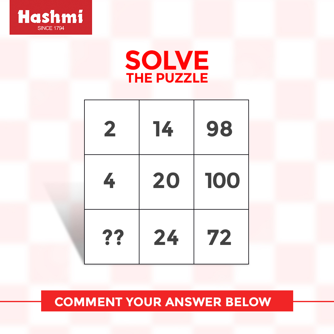 hashmisince1794's tweet photo. Find the missing number from this puzzle and comment your answer below.
#HashmiPakistan #SolveThePuzzle #Hashmi https://t.co/TdDKznaY8f