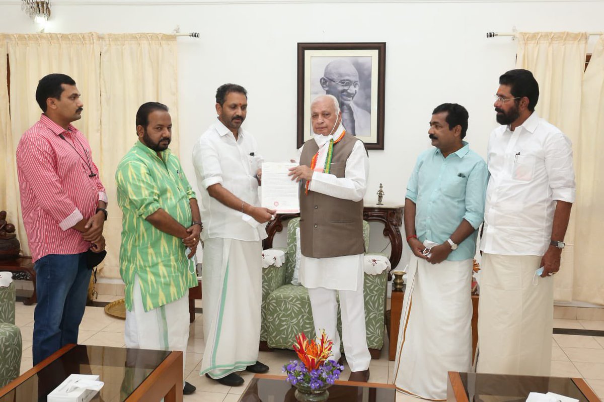 K Surendran (@surendranbjp) on Twitter photo BJP delegation met the <a href="/KeralaGovernor/">Kerala Governor</a> and urged his excellency to direct the @vijayanpinarayi govt to hand over the Shri.Sanjith's murder case to National Investigation Agency. Islamic terror outfit PFI-SDPI is targeting the leaders of nationalist forces in Kerala. BJP delegation met the <a href="/KeralaGovernor/">Kerala Governor</a> and urged his excellency to direct the @vijayanpinarayi govt to hand over the Shri.Sanjith's murder case to National Investigation Agency. Islamic terror outfit PFI-SDPI is targeting the leaders of nationalist forces in Kerala.