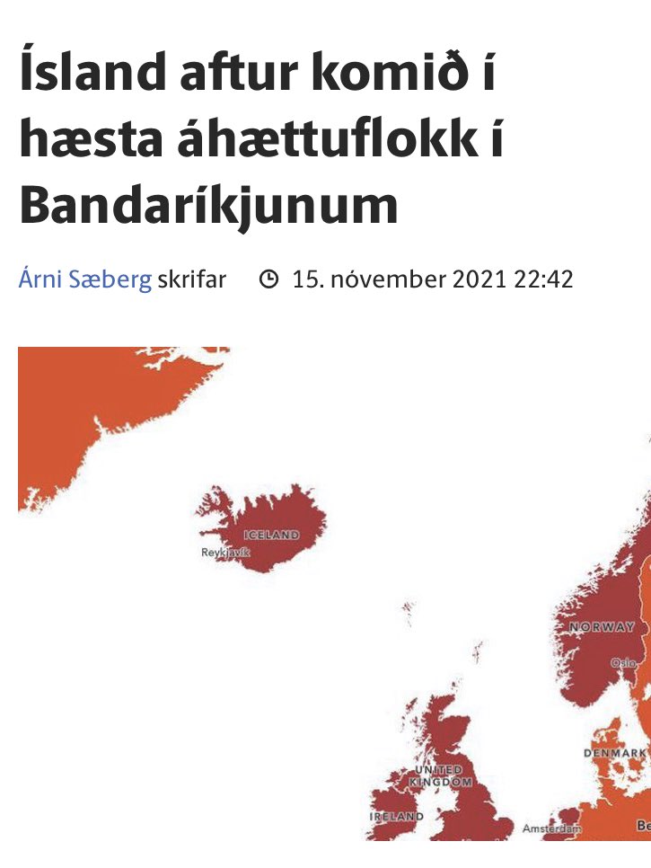 Úpps… rauði liturinn í aðdraganda jóla í boði hluta ríkisstjórnar sem allt vildu opna. Og þessum mikilvæga hópi ferðamanna er ráðlagt að ferðast ekki hingað… geggjuð staða.