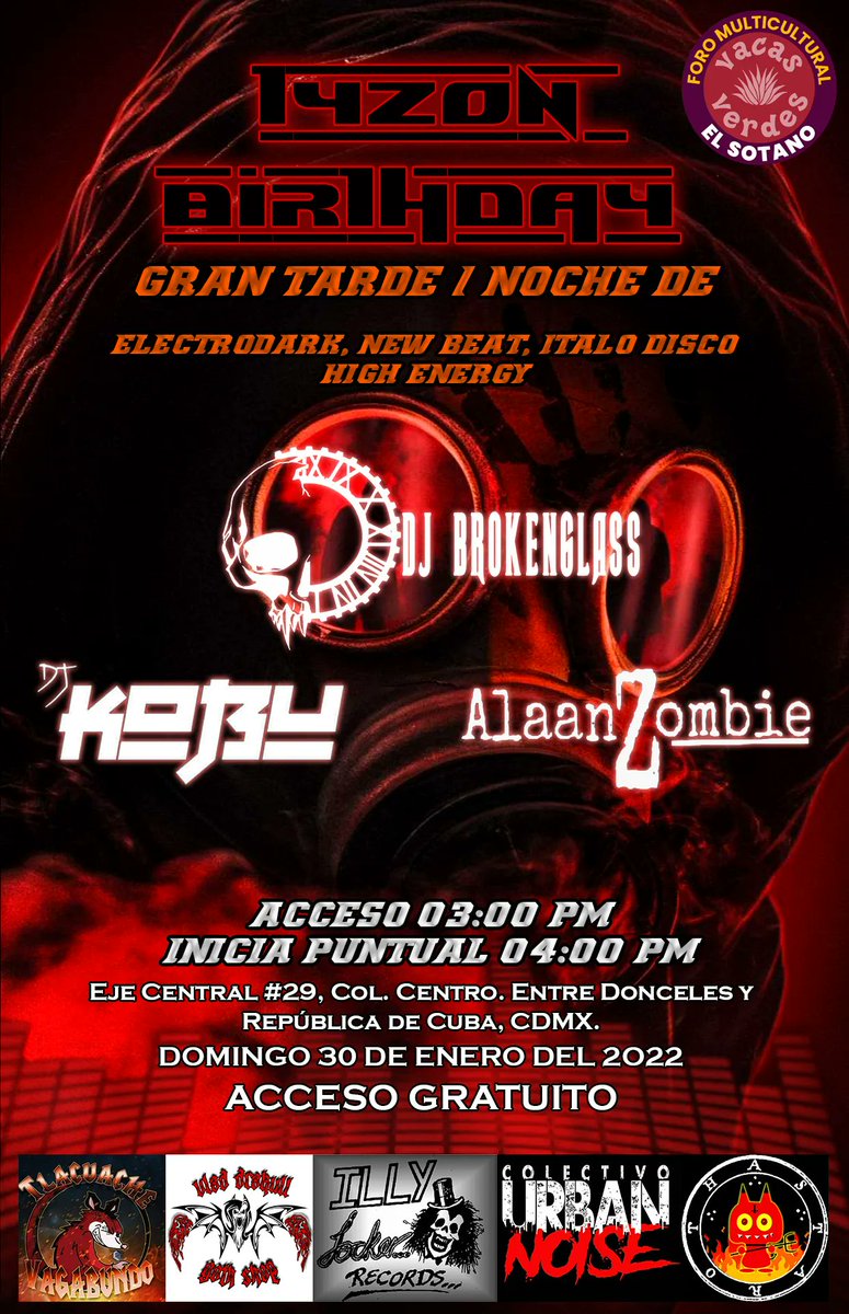 AylinKatz1's tweet photo. el domingo 30 de enero estarΓ‘n presentes en ese evento DJ Brokenglass, Martin Tyzon Dj Kobu, y #DJALAANZOMBIE, mientras que el viernes 25 de febrero los encargados del deleite musical con Dj funkebeats mixes.. #DJNIGHTMARE Β‘no te lo puedes perder para iniciar el aΓ±o con todo! https://t.co/vHApRcmI20