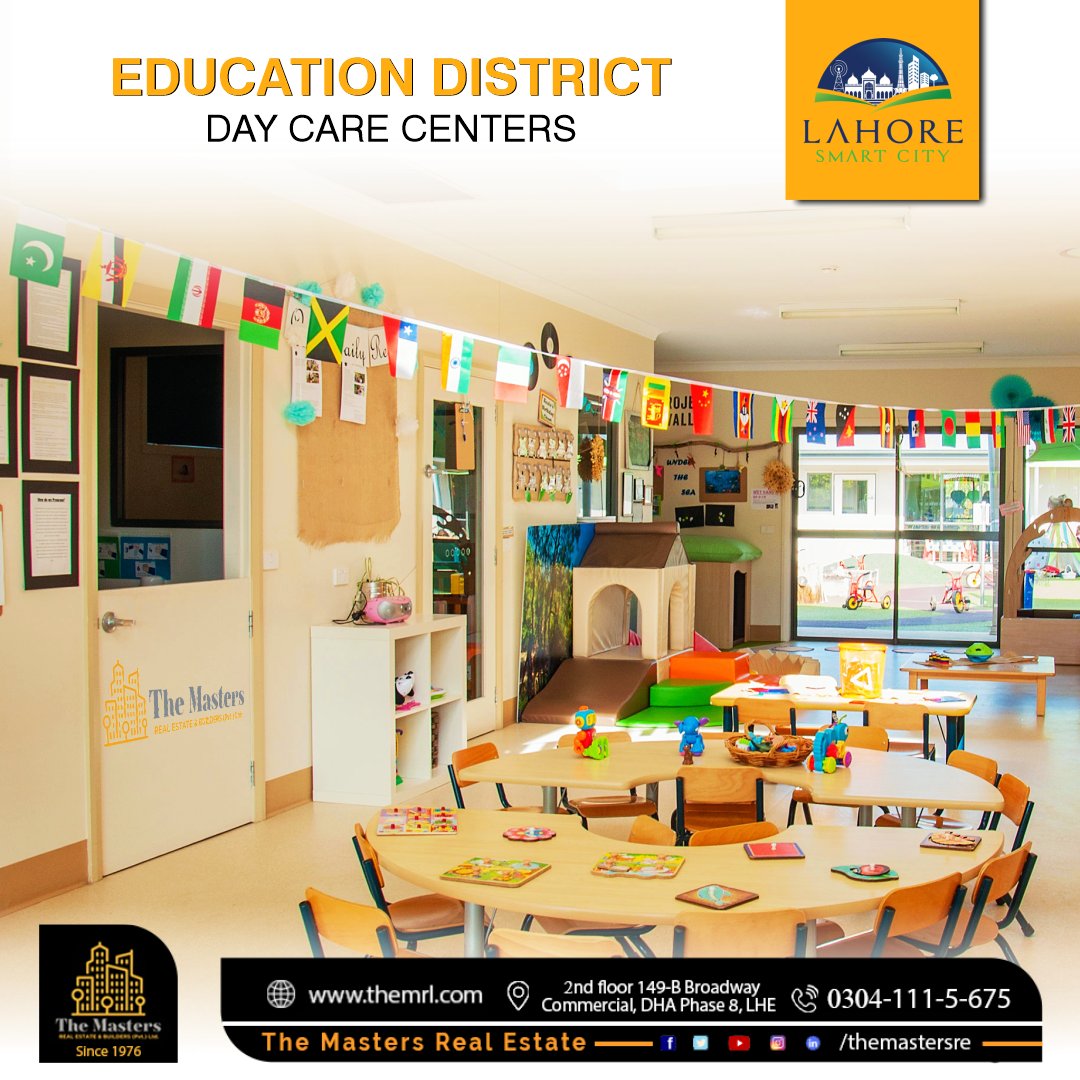 Education District 
Day Care Centers

#LahoreSmartCity #capitalsmartcity #smartcity #educationdistrict #TheMastersRealEstate #investmentbestadvisor #investmentwithus #property #propertyinvestment