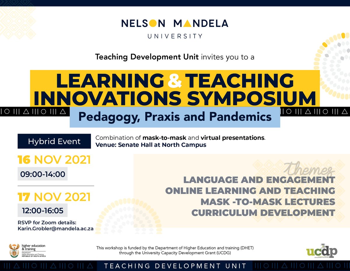 We are thrilled to be BACK ON CAMPUS attending this hybrid Learning and Teaching Innovation Symposium! A huge well done to our <a href="/MandelaUni/">Mandela University</a> LT Collab colleagues for a great lineup. #mandelauni #ltcollab #learningandteaching
