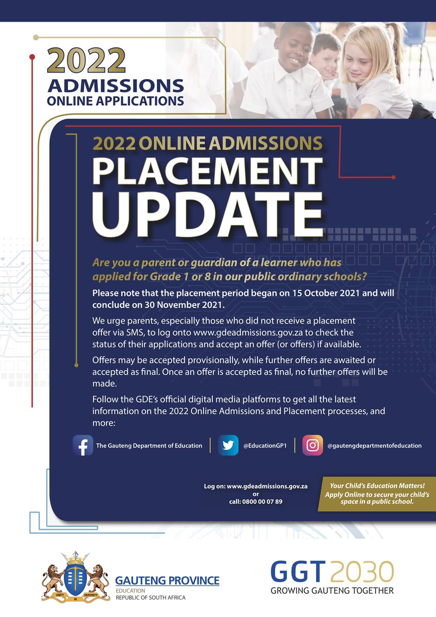 EducationGP1's tweet photo. #2022OnlineAdmissionsGP | Placement offers are still being sent out gradually to parents and guardians until 30 November 2021. If your application is still being processed or you haven’t received an offer yet, please be patient to receive an offer. https://t.co/47ZOSaptDf