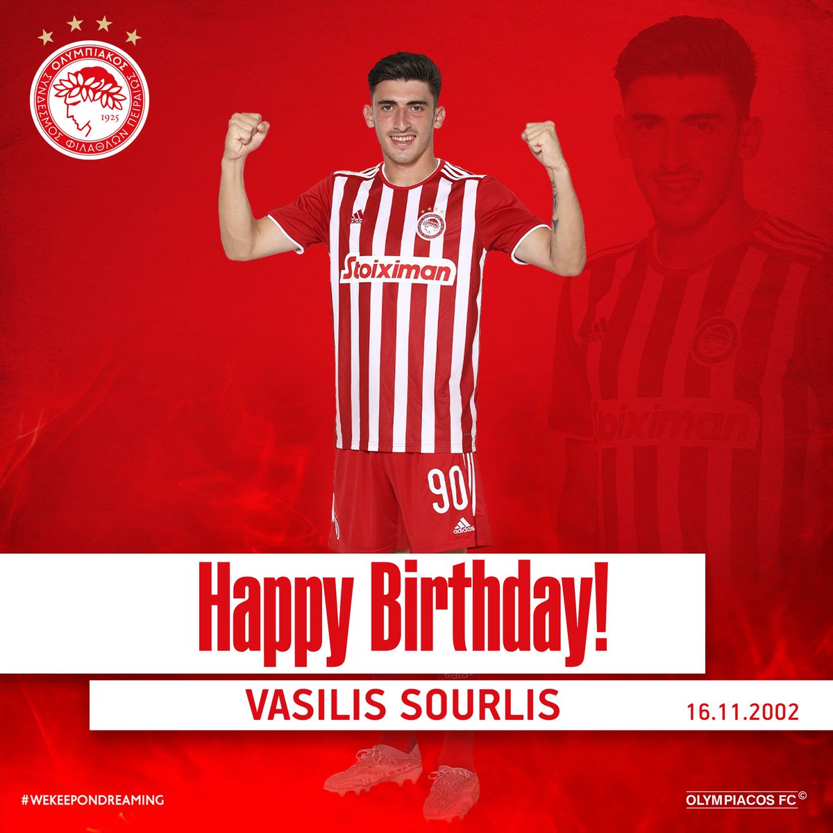 olympiacosfc's tweet photo. Χρόνια πολλά Βασίλη! Happy Birthday Vasilis!

#HappyBirthday #Sourlis #Olympiacos #Wishes https://t.co/vuiu8zLpN7