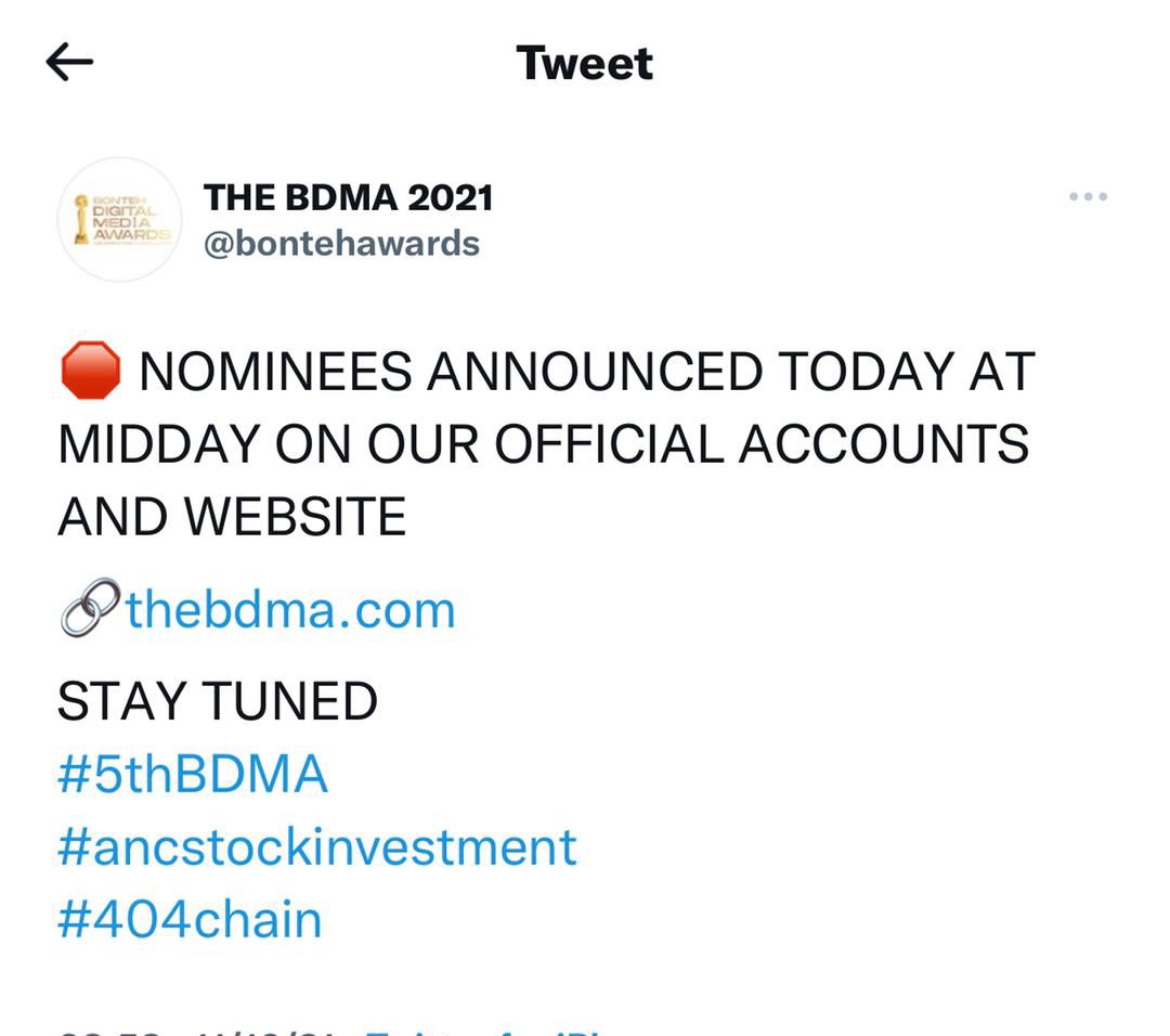 MediaBoy_Inc's tweet photo. π NOMINEES ANNOUNCED TODAY AT MIDDAY ON OUR OFFICIAL ACCOUNTS AND WEBSITE
πhttps://t.co/YzEpbO5VMP
STAY TUNED
#5thBDMA
#ancstockinvestment
#404chain https://t.co/JvbOu4UcKa