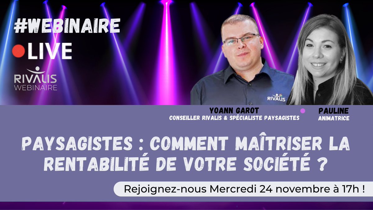 Rivalis's tweet photo. [Webinaire] Paysagistes : Comment maîtriser la rentabilité de son entreprise ? 🔥

👉 Inscrivez-vous :https://t.co/Cv2ya5RJh5

#paysagistes #rentabilité #productivité #chantiers #webinaire #astuces #rivalis #Accompagnement https://t.co/KNgeabjXtk
