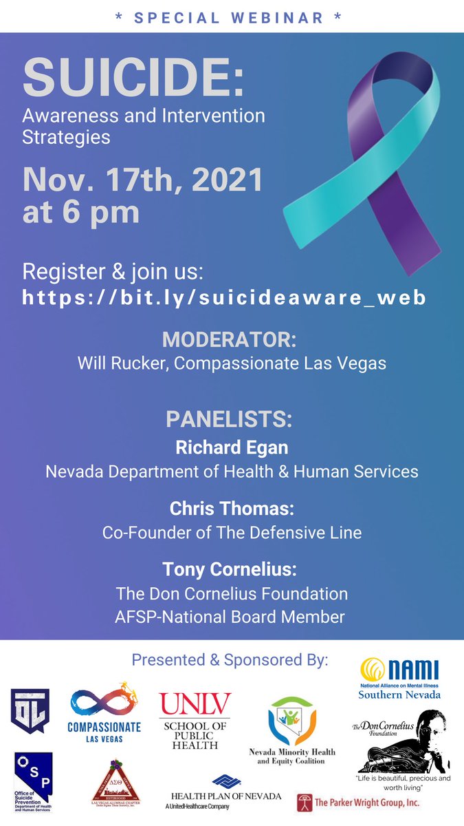 Please join me on November 17th at 6:00pm PST for part 2 of a discussion on Mental Health Awareness and Intervention Strategies. You don’t want to miss it.

“Life is beautiful, precious and worth living”