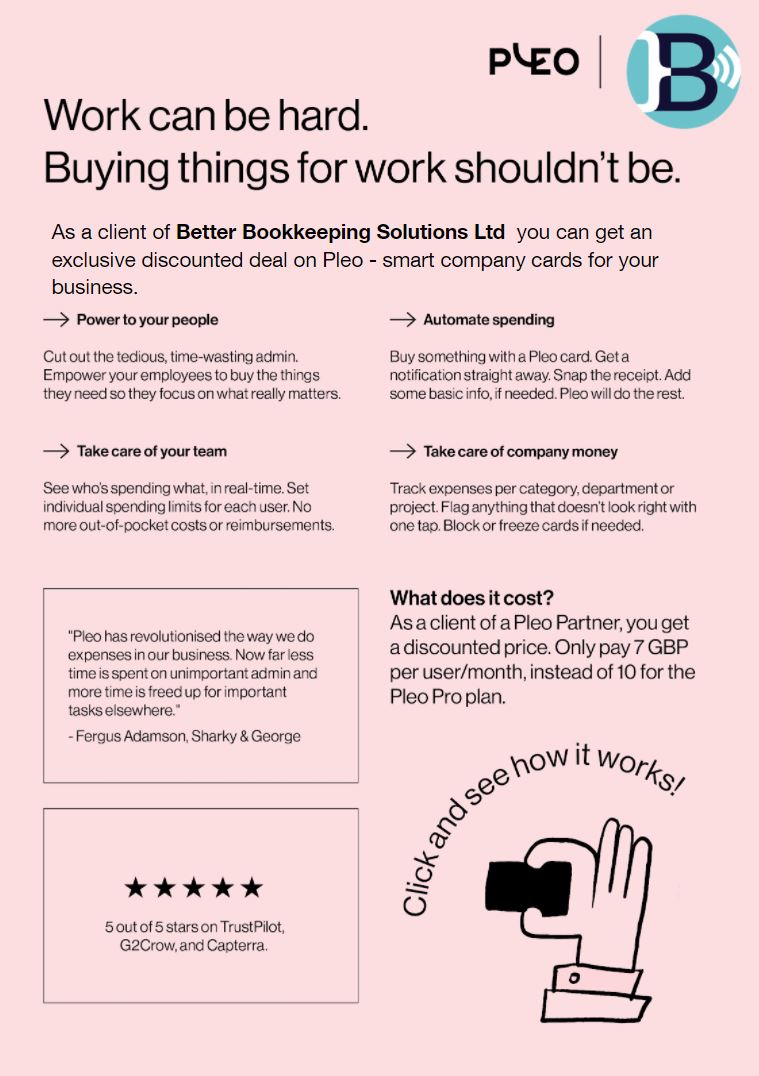 BBS_Cloud's tweet image. Partnering with #Pleo means that our customers can have access to #companycards, and an app that provides #mileagetracking, #receiptsnapping and an expense approval process.

Pleo integrates with all the main #cloudaccountingsoftware providers to provide a seamless experience.