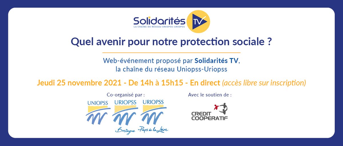 Uniopss's tweet photo. 🎯 SAVE THE DATE !
La 6e et dernière web-émission du réseau Uniopss-Uriopss arrive bientôt sur le thème "Quel avenir pour notre protection sociale ?" avec l'@URIOPSSBretagne et l'@Uriopss_PDL.

📆 Jeudi 25 novembre
⏰ De 14h à 15h15
Infos et inscription 👉 https://t.co/tDFhzyUslT https://t.co/vpaSGCkvrN