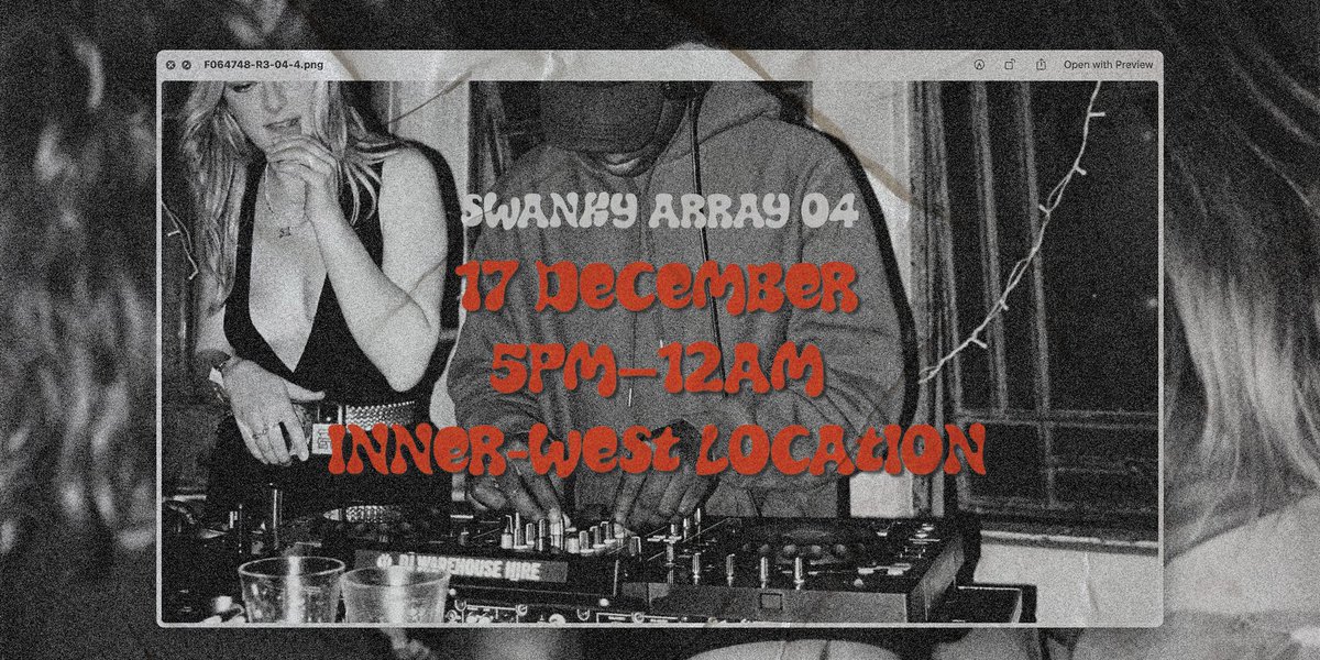 Get Ready Sydney! 
SWANKY ARRAY 04 
bit.ly/SWANKY04TIX