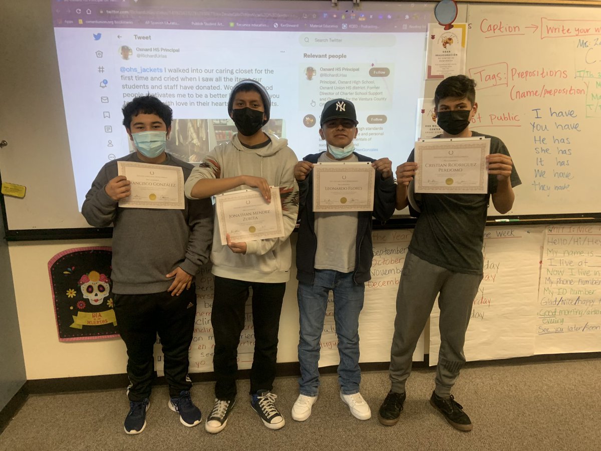 ouhsdmaestra's tweet photo. At the Pre Inauguration of our #WelcomeCenter #OxnardHigh on Friday, we recognized some our #SLIFE and #ELD Ss’ Academic Achievement for Qtr 1. I talked about what I admired about each one of them &amp; it felt amazing to see them feel proud of themselves! @OxnardUnion @RichardUrias https://t.co/DsiXuJtKYX