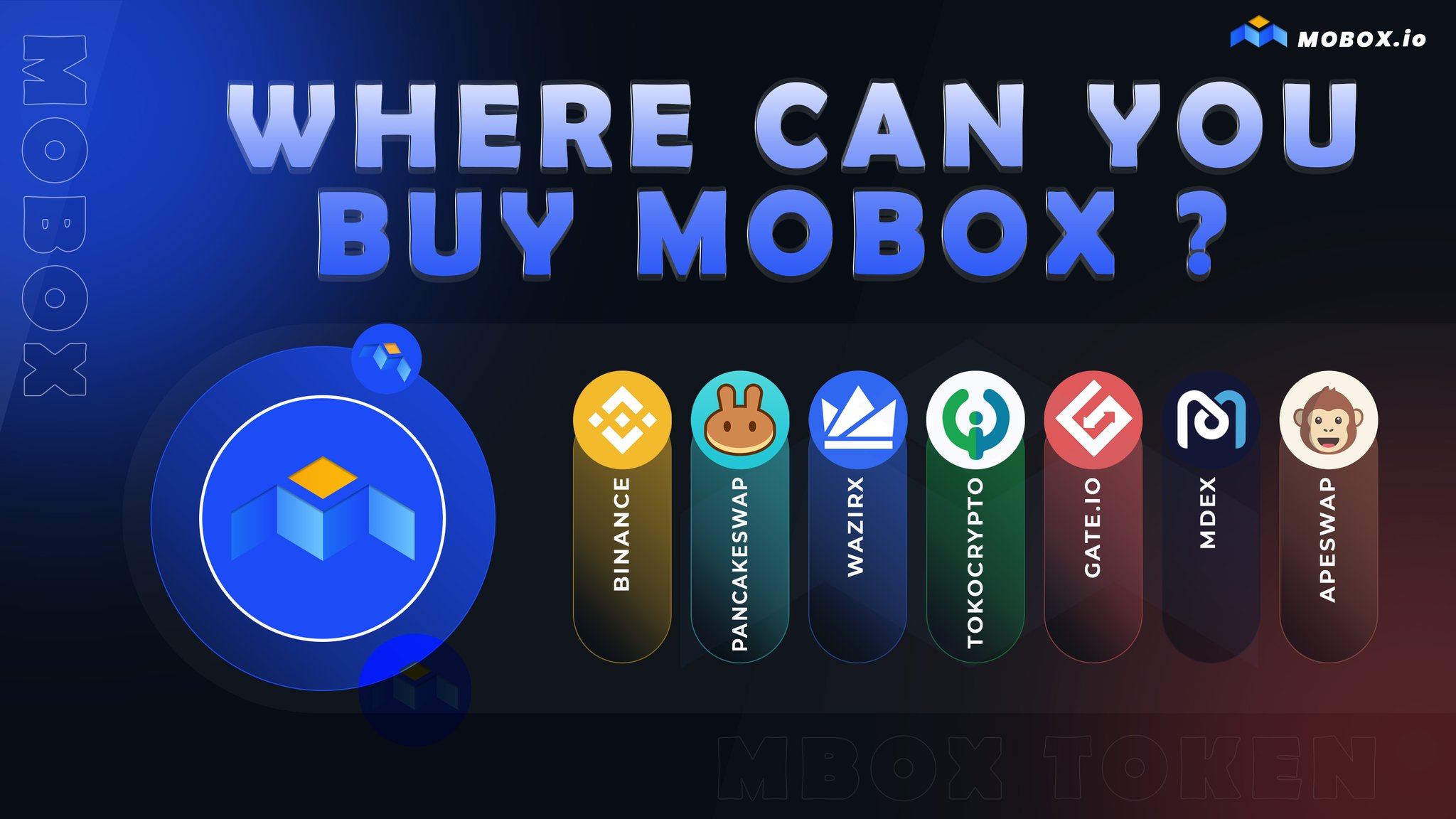 👋 Hey MOBOXers   Want to stock up on more #MBOX ?  Visit our friends below👇& get your hands on  some MOMO-Mazing  #MBOX! 🙌   ⬇️⬇️⬇️  @binance  @PancakeSwap  @WazirXIndia  @Tokocrypto  @gate_io  @Mdexswap  @ape_swap [twitter.com] [pbs.twimg.com]