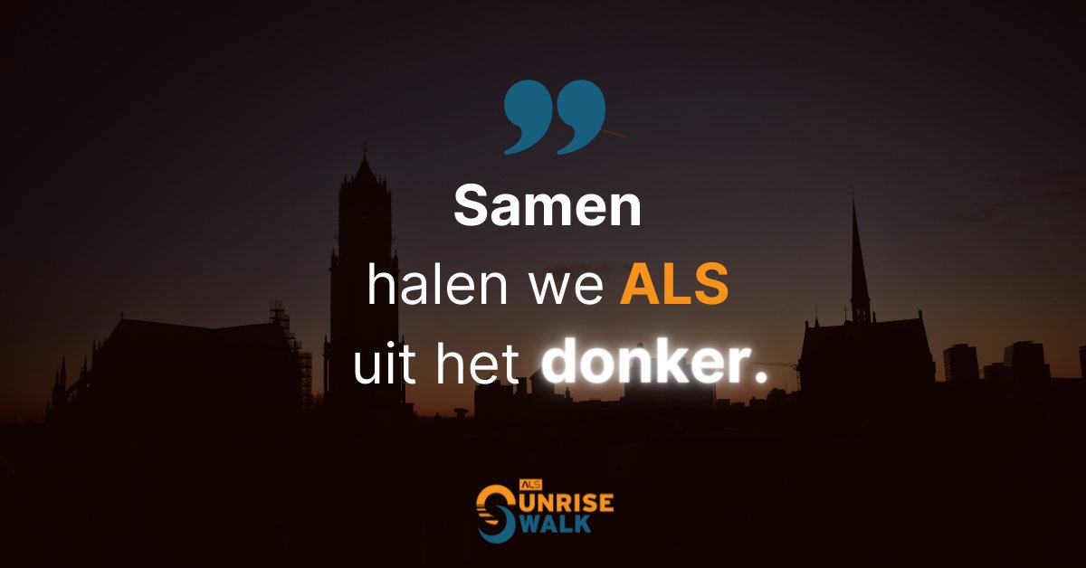 Doe mee met de #ALSSunriseWalk en zet ALS in het licht 
In de nacht van vrijdag 10 op zaterdag 11 december lopen wij samen in Utrecht de zonsopgang tegemoet. Hiermee zamelen we geld in voor onderzoek naar ALS, PSMA en PLS. We wandelen van Utrecht Centraal richting het #ALSCentrum