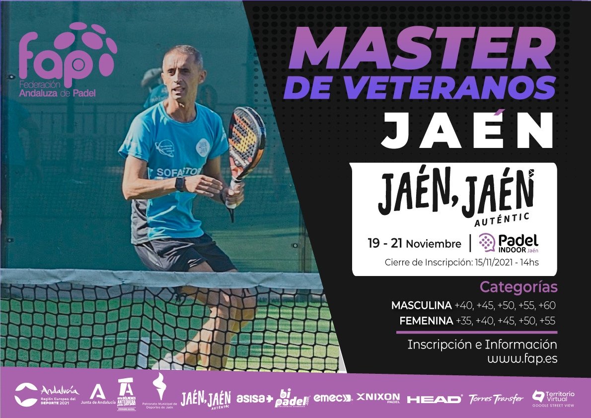 El próximo fin de semana del 19 a 21 de Noviembre, se celebrará en nuestras instalaciones el Master de Andalucía de veteranos.

Ven y disfruta con nosotros del mejor pádel.