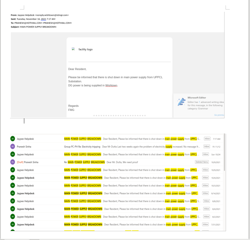 aoapcph's tweet image. @UppclChairman @UPPCLLKO @PankajSinghBJP @CMOfficeUP @aajtak @EMofficeUP Jaypee बिल्डर के अनुसार Sec 128 में UPPCL W से सुबह 1:30am से बिजली नही आ रही है। कौन कहता है Noida मे बिजली की तकलीफ़ नही है। 10 घंटे से DG चल रहा हैं। ये हरबार होता है। क्या ये UPPCL और JP की मिलीभगत हैं?