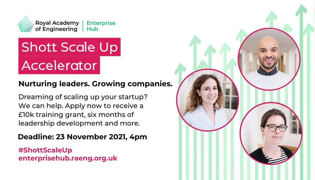 Last chance to apply for the Shott Scaleup Accelerator! Closing in one week, 23 November 4pm. Apply now for essential support to scale your engineering or tech SME: enterprisehub.raeng.org.uk/programmes/sca… #ShottScaleUp