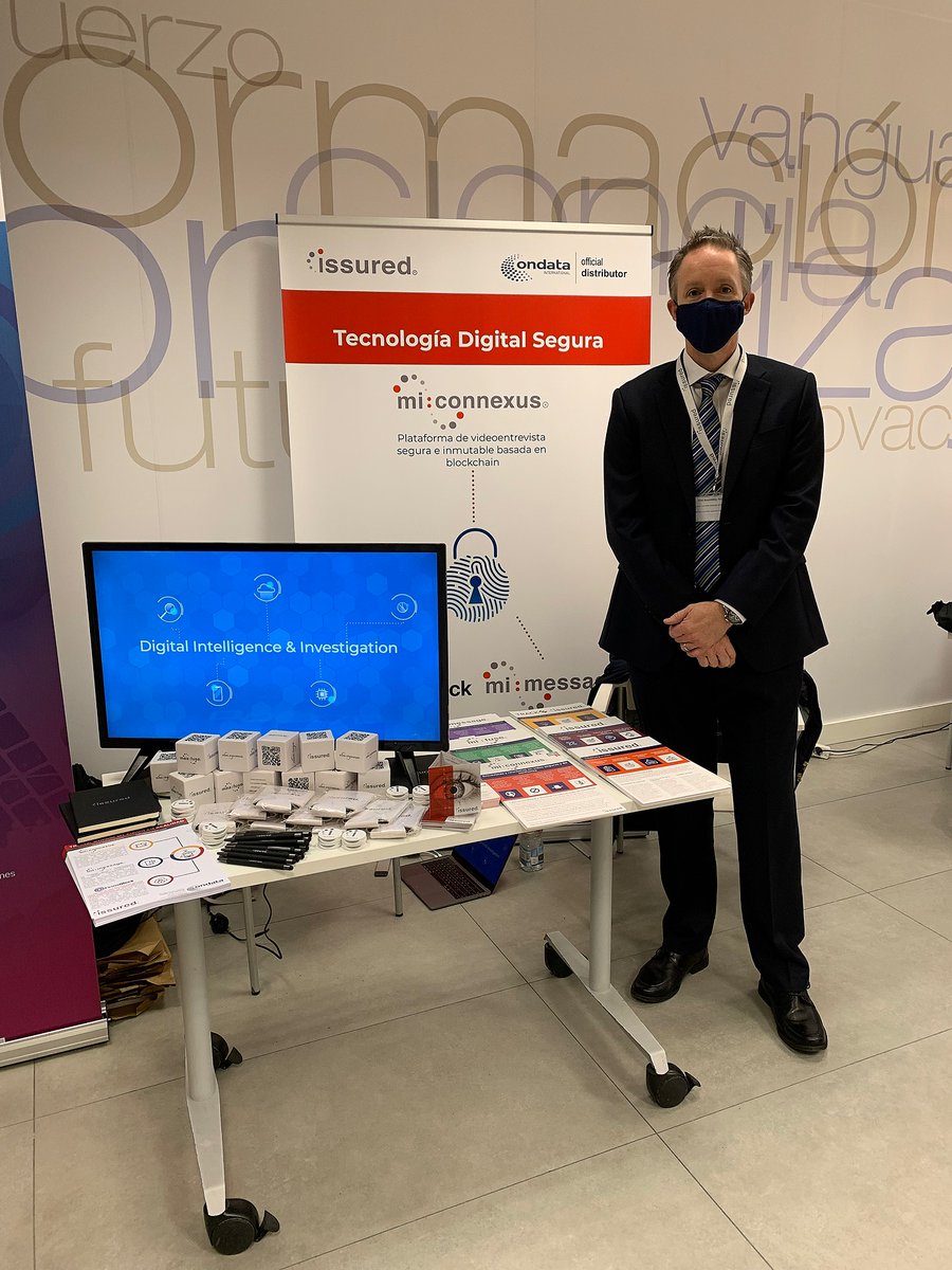 We're all set up and ready to go at the Ondata Congress of Forensic Informatics and Cybersecurity in Madrid today. Come and say hi! #digitaltransformation #blockchaintechnology #cybersecurity