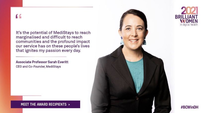Congratulations to our CEO and Co-Founder Sarah Everitt on her recognition as an inaugural 2021 Brilliant Women in Digital award recipient! #BCWinDH by <a href="/telstrahealth/">Telstra Health</a> recognises &amp; celebrates women in digital health for their incredible achievements. telstrahealth.com/BCW