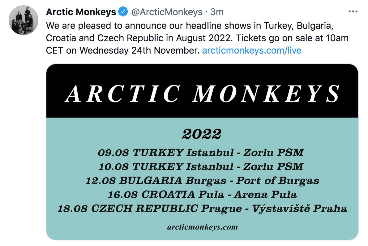 coup de main s tweet arctic monkeys returning in 2022 trendsmap