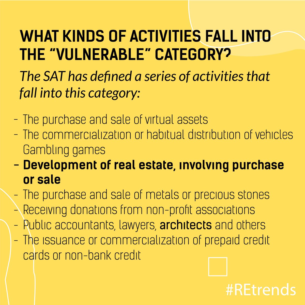 Rackestate2021's tweet photo. According to the Ministry of Finance, as of February 3, 2020, accountants must complete the registration and registration process as a Vulnerable Activity according to SAT law, through the Money Laundering Prevention portal.
#TECsocialLAB #valuatec #REtrends https://t.co/8JEW0RmcPn