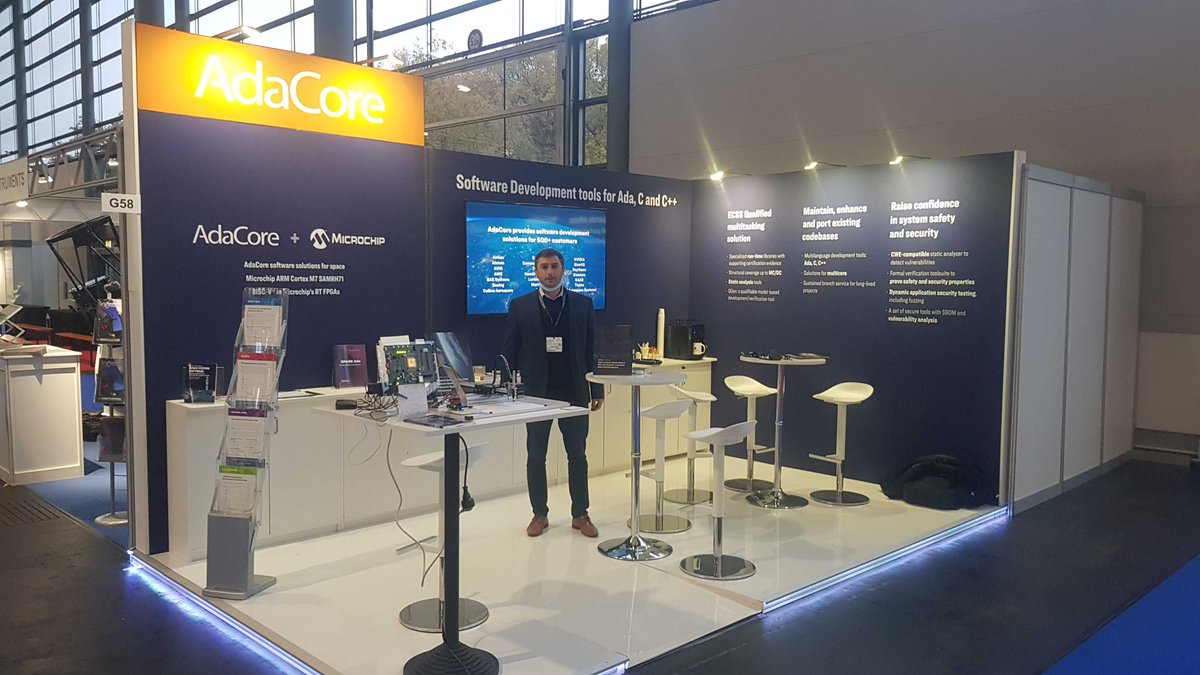 AdaCoreCompany's tweet image. We&apos;re ready to welcome you at #SpaceTechExpoEU 2021 - booth G58! Come and learn about our software development solutions for #Space and check our joint demo with our partner @MicrochipTech  
#SpaceTechExpo2021 #spacetech #spacetechnology