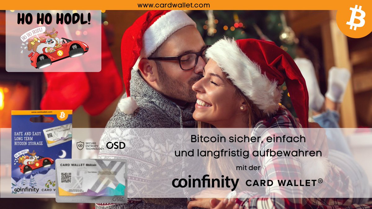 CardwalletCom's tweet photo. HO HO HOL dir jetzt die Card Wallet im XMAS Design und überrasche deine Liebsten mit der zuverlässigen Bitcoin Wallet von Coinfinity!
#xmas #hohohodl #bitcoin #cardwallet https://t.co/3NmhRwSEdu