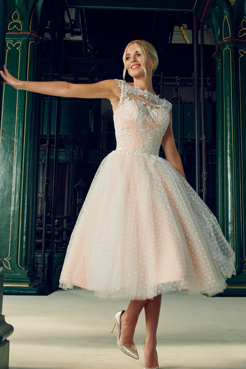 It wouldn't be a Mooshki collection without a retro spotty dress and Danielle hits all the right notes of Mooshkiness.. Spotty and pink... does it actually get any better. Our signature spot tulle is a huge hit with our brides world wide
