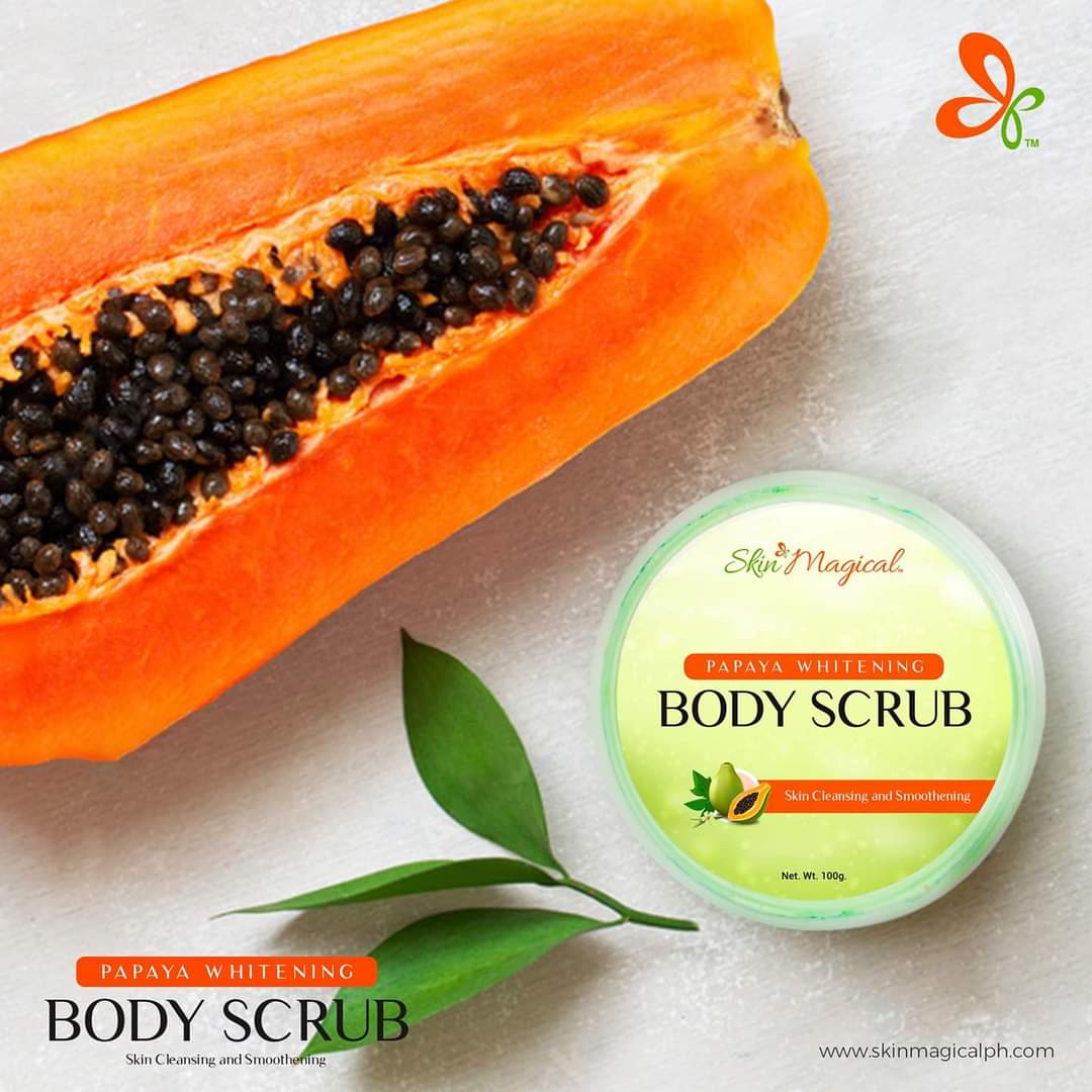 MariaJaniceRey1's tweet photo. Leave your skin problems as you use #SkinMagical Papaya Body Scrub! A body scrub for all skin types. Formulated with Carica papaya fruit extract that helps lighten the skin! It aids in evening out skin tone and it gently exfoliates leading to skin that is more refined. ✨ https://t.co/LUVhCrBq0H