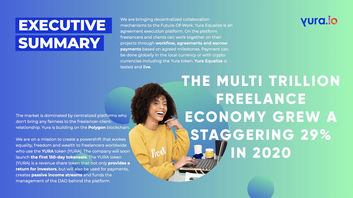 AppYura's tweet photo. The multi trillion freelance economy grew a staggering 29% in 2020. Yura built a solution for freelancers.
Learn more here: 📄 TokenDeck
https://t.co/2sThCWn6wz

#freelance #gigeconomy #crypto #invest #YURA https://t.co/cg0OfmyMXv