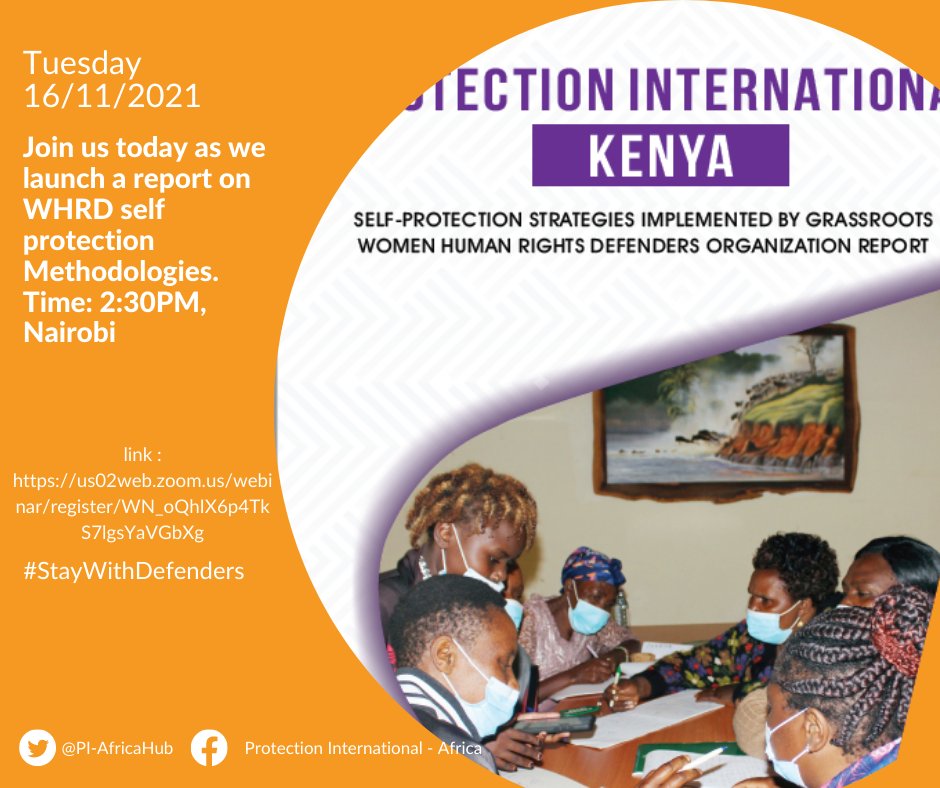 Join us for a conversation on self-protection methodologies used by Women Human Rights Defenders in Kenya at 1430hrs. Register using this link 🔗: us02web.zoom.us/webinar/regist…
#WHRD
#staywithdefenders