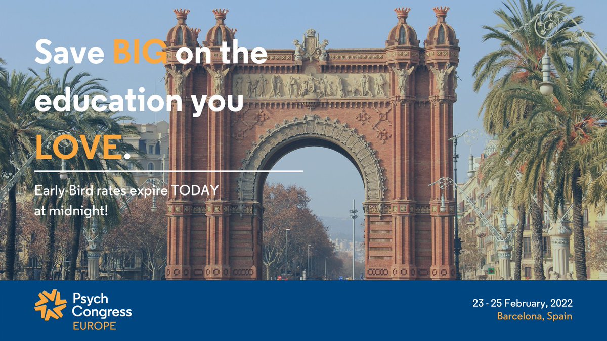 Use the remaining hours to register at lower fees! #PsychEurope2022 is bringing the global community together for practical #psychopharmacology education serving the entire #mentalhealth team. Become part today!
👉 Register now: bit.ly/3lY0VlR 
#mentaldisease #psychology