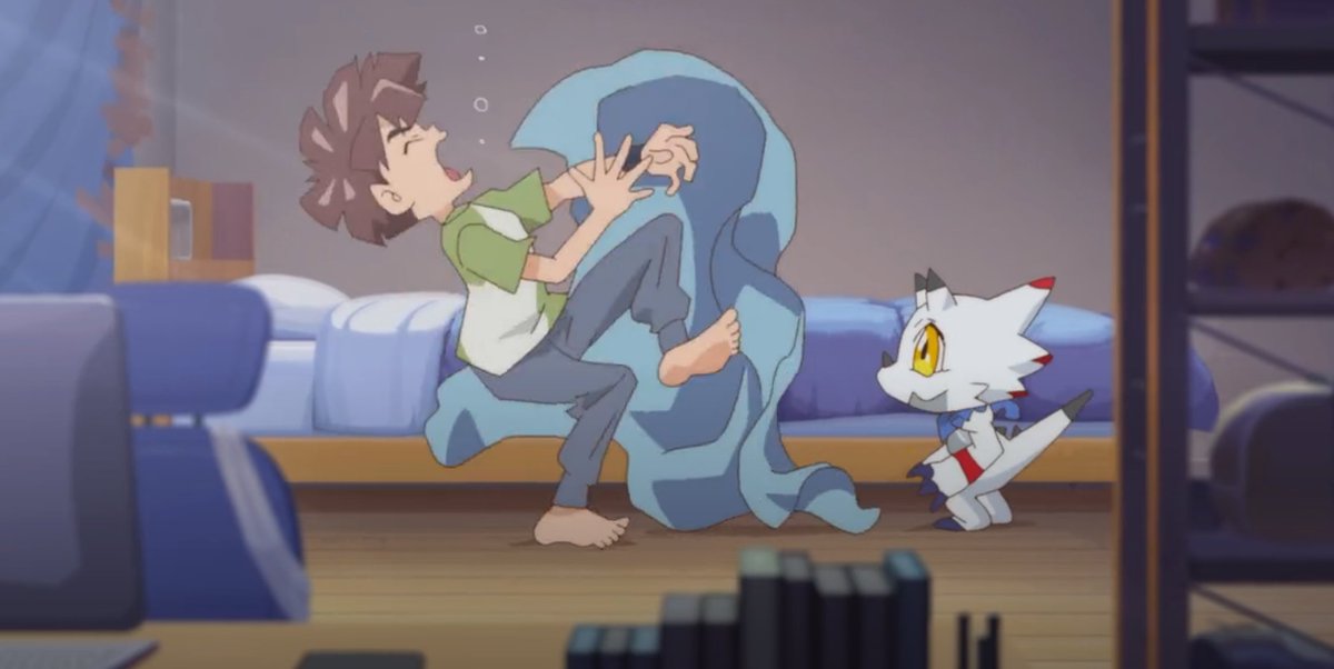 ZabbyKat's tweet photo. How Gammamon wakes you up in the morning. Love bites hurt sometimes XD #digimonbites #digimon #digimonghost https://t.co/ovYH780p1c