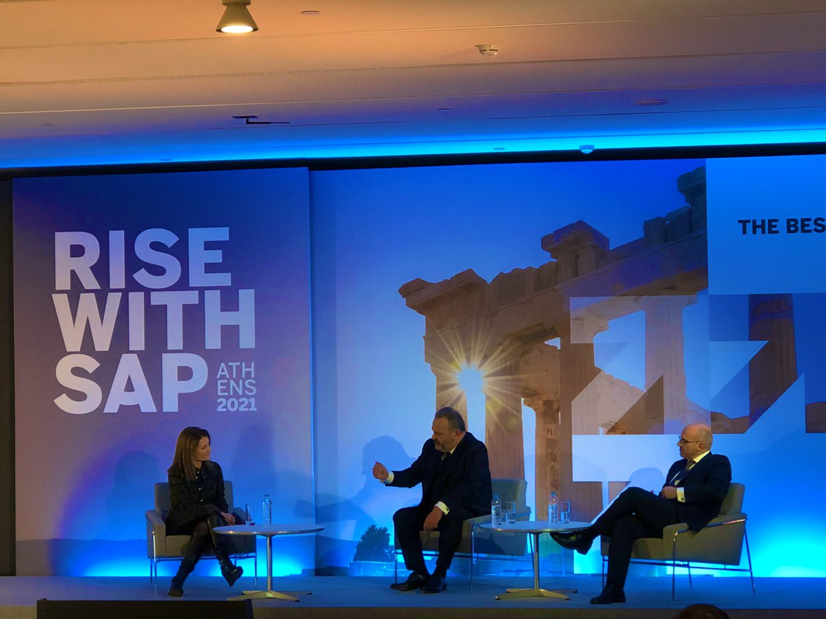 RISE with SAP. Partners panel. Lina Grigoratou, Nikos Aggouris and George Naoum.