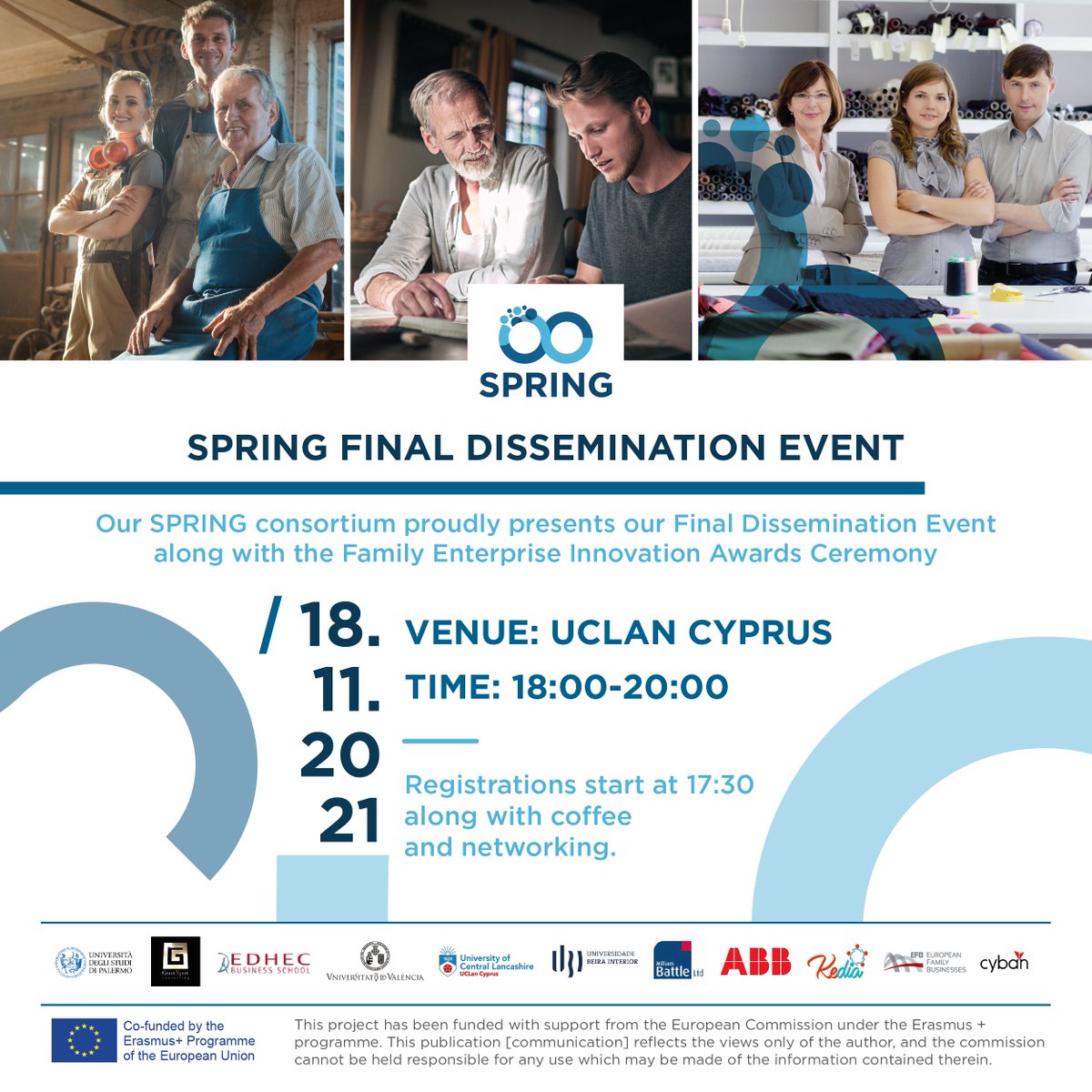 EUSPRINGProject's tweet image. The conference dedicated to #familybusiness combined with the Family Enterprise Innovation Awards Ceremony will be broadcasted live on facebook.com/SPRINGprogramme on 
Thursday 18th November at 5pm to 7pm CET