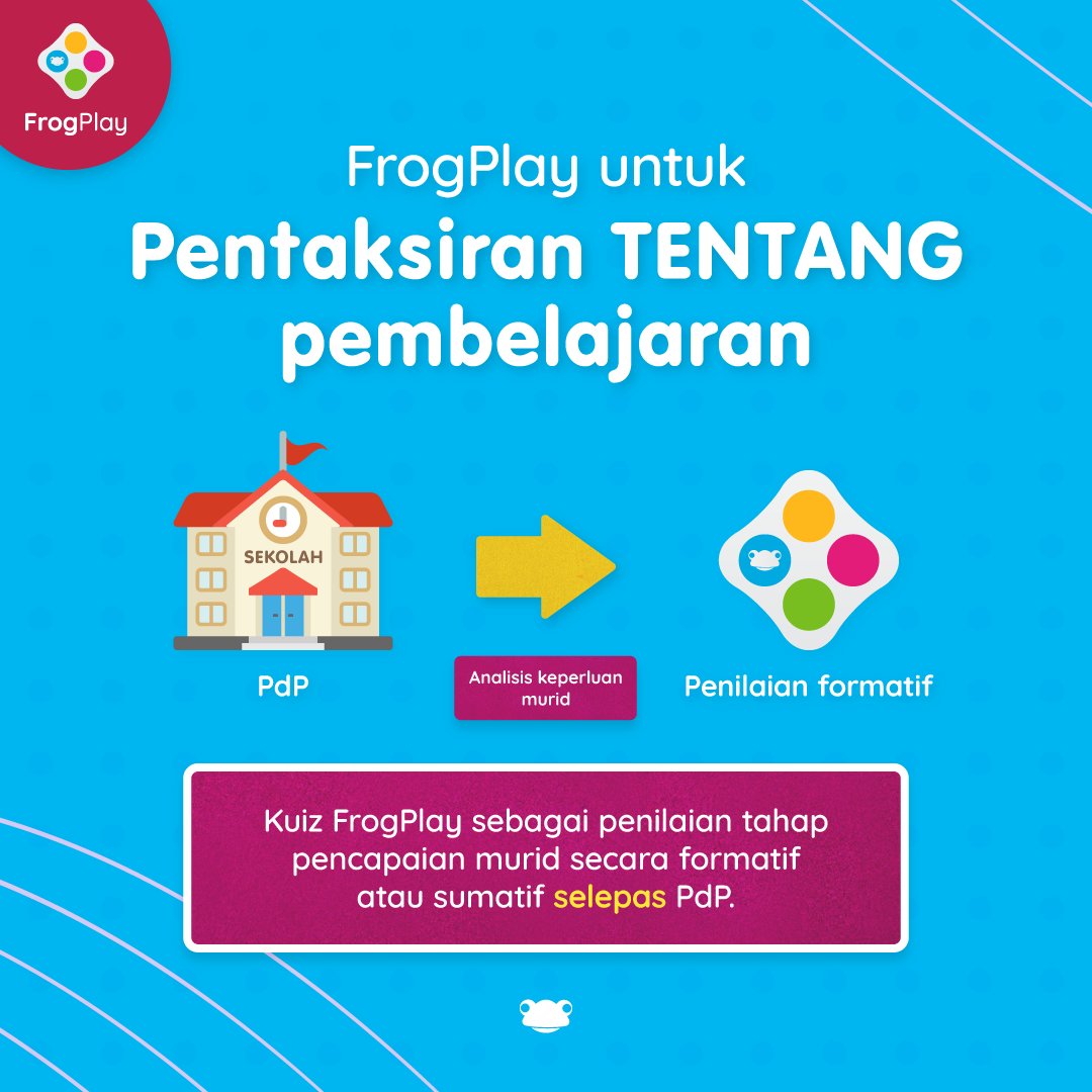 FrogAsia's tweet photo. Kuiz #FrogPlay pun boleh jadi pentaksiran! Kuiz FrogPlay boleh bantu murid kumpulan A &amp; B, sebagai bahan bantu mengajar dalam #PdP dan tugasan kelas penggiliran! Jom muat turun FrogPlay Mobile hari ini di Google Play Store dan Apple App Store! https://t.co/AvsUF45DhY