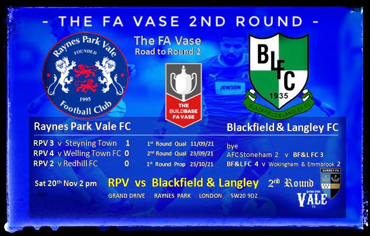 RPVFC's tweet photo. 🔵🟡 🏆 FA Vase | 2nd Rnd
Massive cup game this Sat 20th • Vale vs @bandlfc in the Vase • 2pm KO Grand Drive • London • SW20 9DZ £8,£5,u18 £2
#alwaysaction
#raynespark
@buildbaseFAVase
#NonLeague #nonleaguefootball #cfc #cpfc #ffc #surrey #ENGLAND #bbcfootball #englandaway https://t.co/KWK19GgjQ7