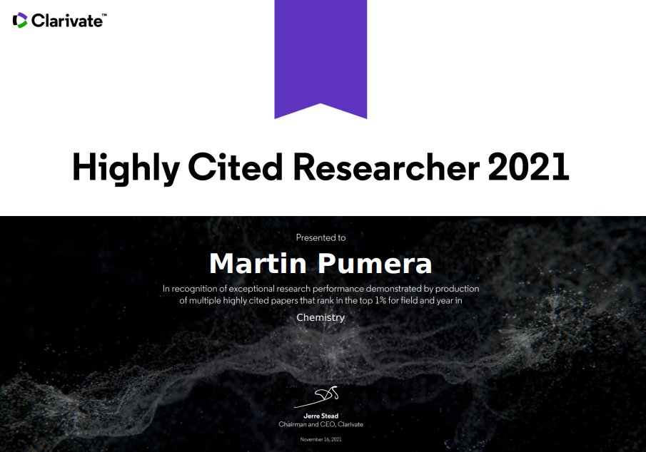 Proud to be named a Highly Cited Researcher 2021 for significant influence in Chemistry through publication of multiple papers, highly cited by my peers, over the last decade. Cheers to my talented group members🌍 Full list of #HighlyCitedResearchers 2021 recognition.webofscience.com/awards/highly-…