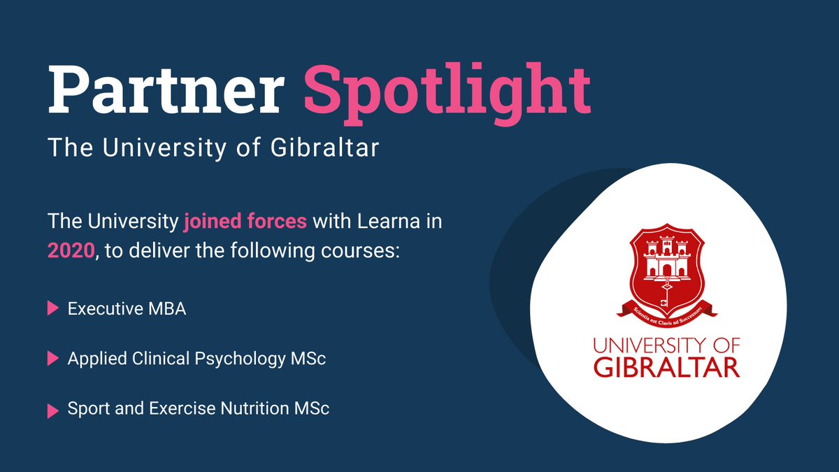 LearnaBusiness's tweet photo. Meet our Partners | The University of Gibraltar
At Learna, we collaborate with a number of universities to deliver #flexible, #affordable, and #highquality #postgraduatecourses to professionals across the globe... (1/2) https://t.co/cxH1Xl1Im1