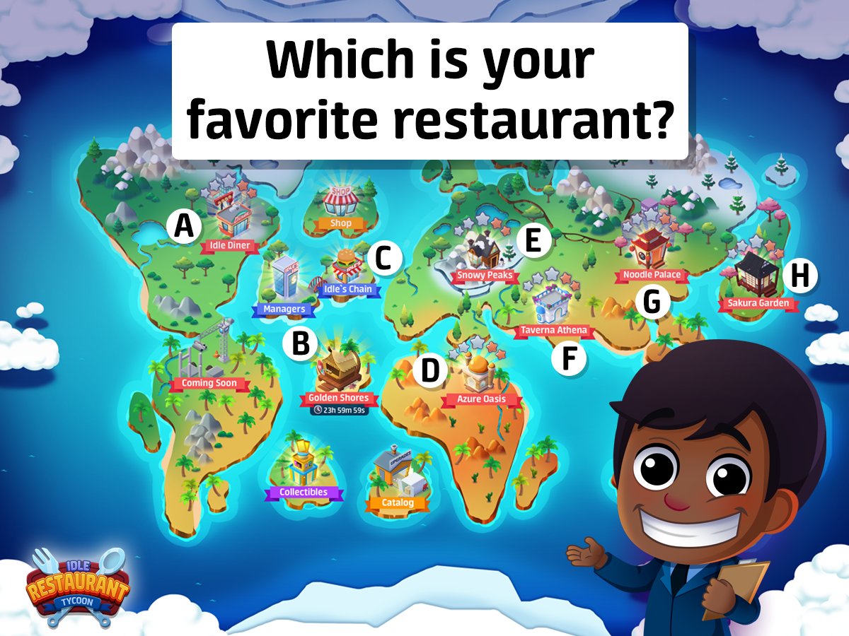 Idle_Restaurant's tweet photo. 😋 Snowy Peaks' schnitzels, 🍣 Sakura Springs' sushi or a great classic burger at the Idle Diner? 🍔 The choice of the best restaurant is YOURS to make! Which one do you pick? 🤔

#IdleRestaurantTycoon #Best #Restaurant  #Poll #Food #IdleGames https://t.co/jfGvVZKJbX