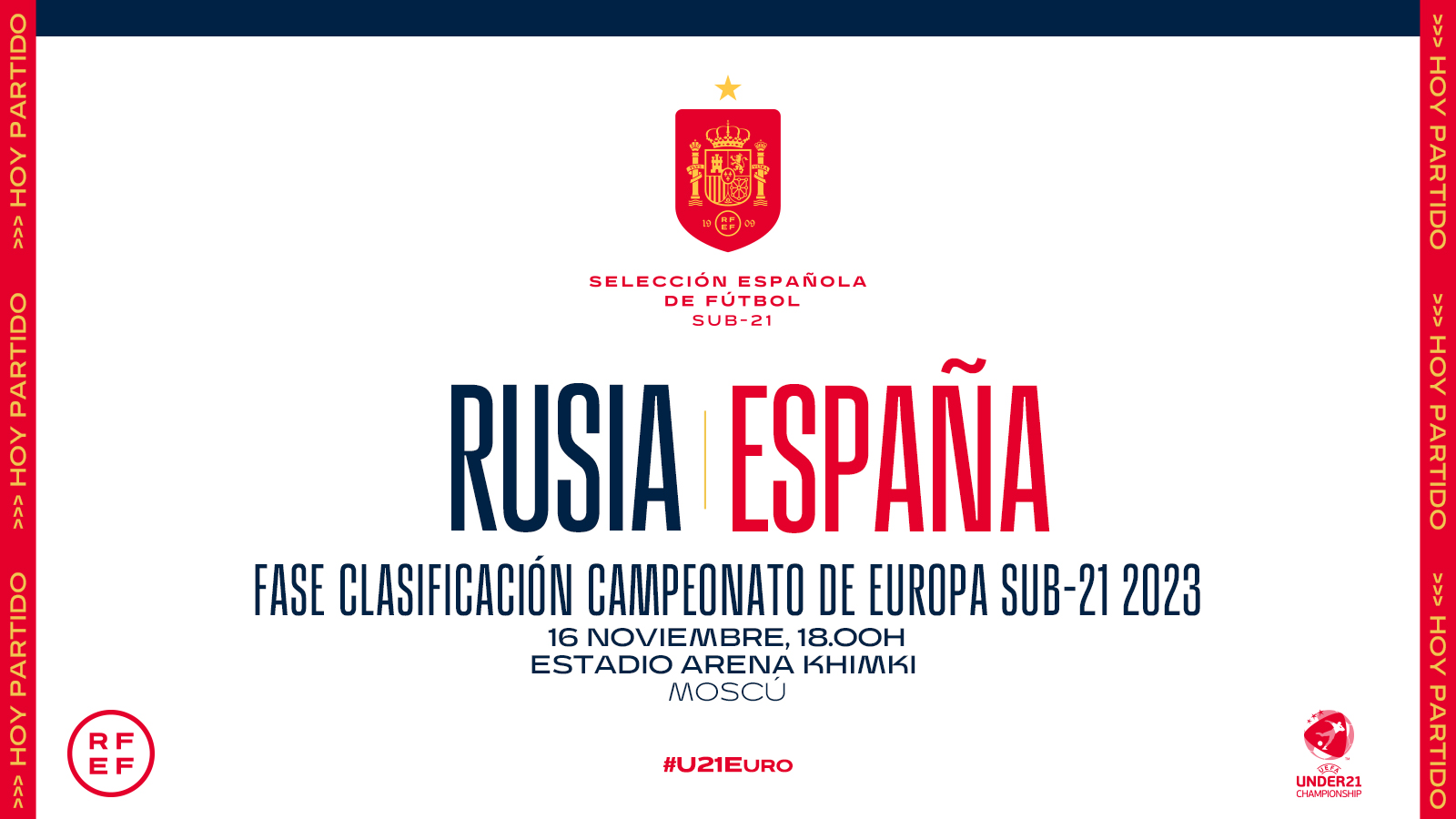 Española de Fútbol on Twitter: "🪜 ¡ÚLTIMO ESCALÓN DEL HACIA LA CIMA POR LA #U21EURO! RUSIA 🇷🇺 - 🇪🇸 ESPAÑA ⌚ 18:00 (hora peninsular española). 🏟️ Arena Khimki. Fase