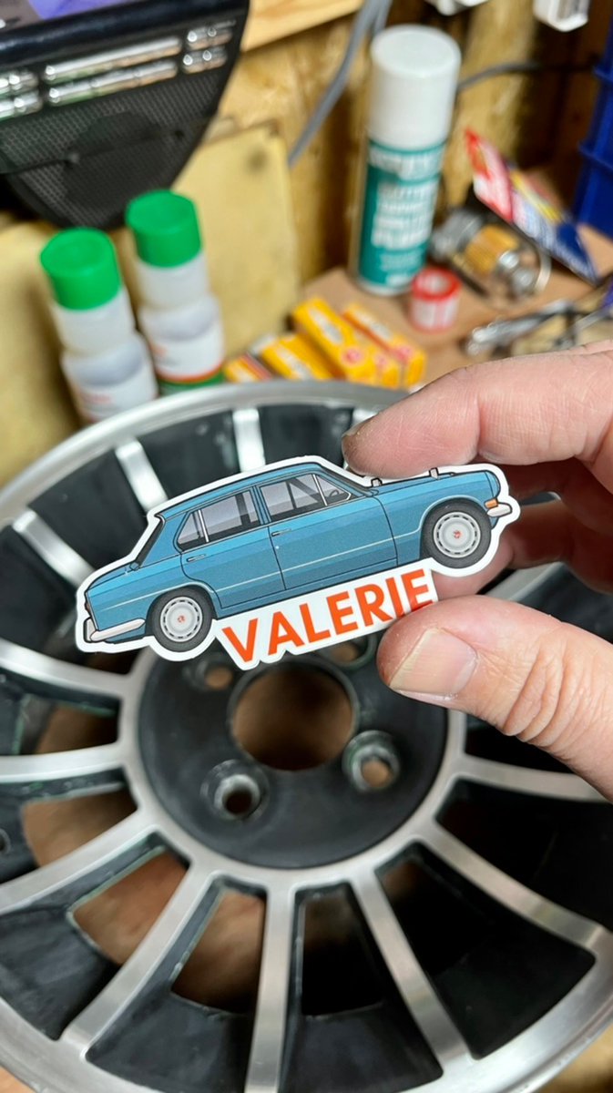 Look at this great little die-cut sticker of Valerie, <a href="/idriveaclassic/">Steph</a>’s Triumph 1300 FWD, bagged at this weekend’s excellent <a href="/ClassicMotorNEC/">Classic Motor Show</a> show. Now to find a suitable location for it. #triumph1300 #classiccars