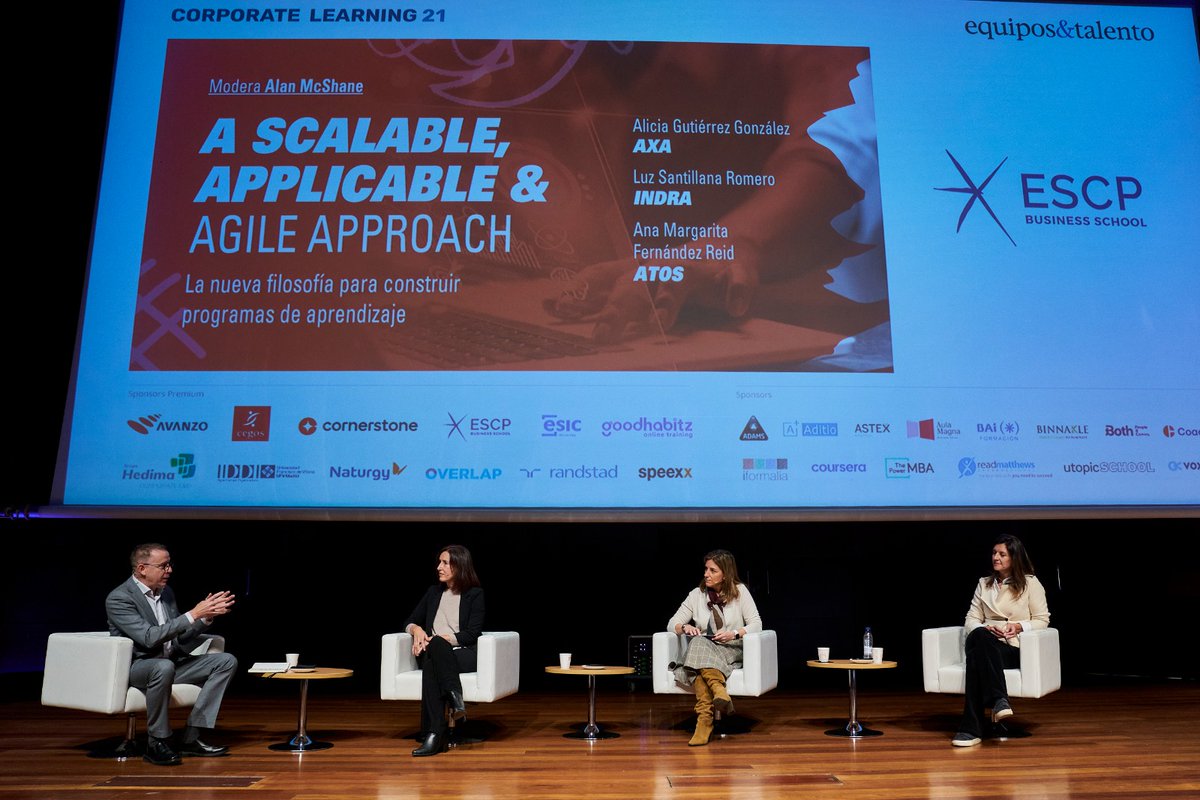 Alicia Gutiérrez González de <a href="/AXASegurosEs/">AXA España</a>, Luz Santillana Romero de <a href="/IndraCompany/">Indra</a>, Ana Margarita Fernández Reid de <a href="/AtosES/">Atos España</a> y Alan McShane de <a href="/ESCP_bs/">ESCP Business School</a>, nos explican en #CorporateLearning21 by @equiposytalento los tres ingredientes básicos de una nueva filosofía de aprendizaje.